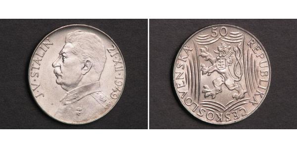 50 Krone Checoslovaquia  (1918-1992) Plata 