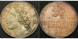 50 Krone Tschechoslowakei  (1918-1992) Silber 