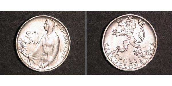 50 Krone Tschechoslowakei  (1918-1992) Silber 