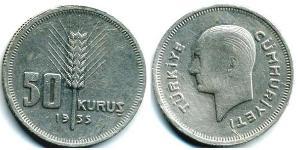 50 Kurush Turquie (1923 - ) Argent 