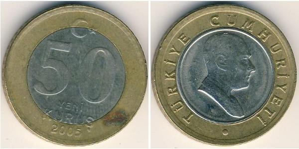 50 Kurush Turkey (1923 - ) Bimetal 