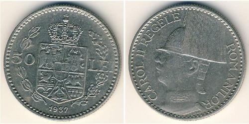 50 Lev Regno di Romania (1881-1947) Nichel Carol II of Romania (1893 - 1953)