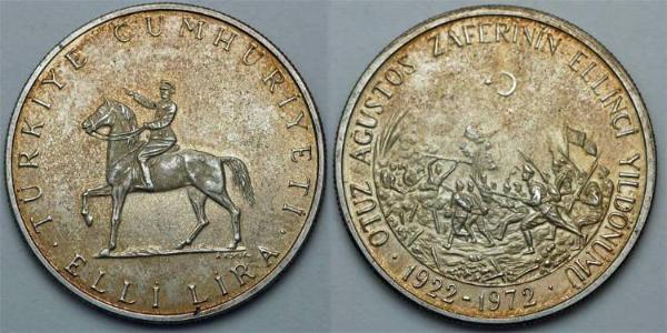 50 Lira Turchia (1923 - ) Argento 