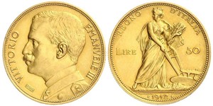 50 Lira Kingdom of Italy (1861-1946) Gold Vittorio Emanuele III (1869 - 1947)