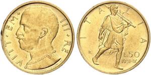 50 Lira Kingdom of Italy (1861-1946) Gold Vittorio Emanuele III (1869 - 1947)