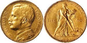 50 Lira Kingdom of Italy (1861-1946) Gold Vittorio Emanuele III (1869 - 1947)