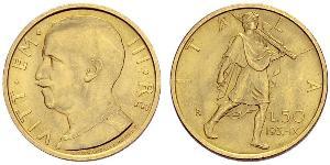 50 Lira Kingdom of Italy (1861-1946) Gold Vittorio Emanuele III (1869 - 1947)