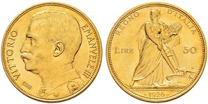 50 Lira Kingdom of Italy (1861-1946) Gold Vittorio Emanuele III (1869 - 1947)