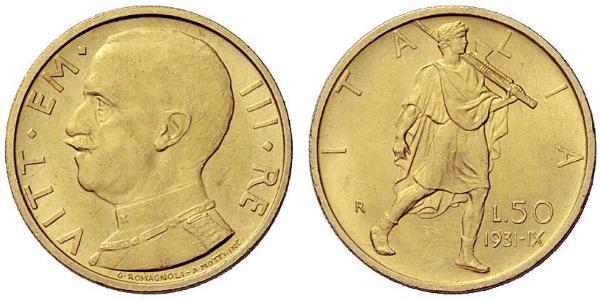 50 Lira Kingdom of Italy (1861-1946) Gold Vittorio Emanuele III (1869 - 1947)