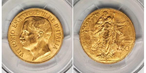 50 Lira Kingdom of Italy (1861-1946) Gold Vittorio Emanuele III (1869 - 1947)