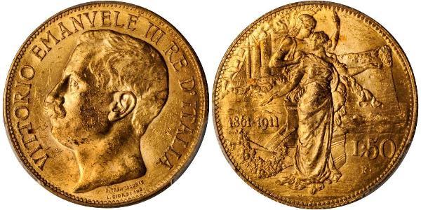 50 Lira Kingdom of Italy (1861-1946) Gold Vittorio Emanuele III (1869 - 1947)