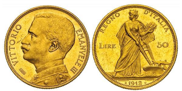 50 Lira Kingdom of Italy (1861-1946) Gold Vittorio Emanuele III (1869 - 1947)