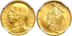 50 Lira Kingdom of Italy (1861-1946) Oro Vittorio Emanuele III (1869 - 1947)