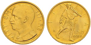 50 Lira Kingdom of Italy (1861-1946) Oro Vittorio Emanuele III (1869 - 1947)