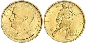 50 Lira Kingdom of Italy (1861-1946) Oro Vittorio Emanuele III (1869 - 1947)