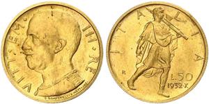 50 Lira Kingdom of Italy (1861-1946) Oro Vittorio Emanuele III (1869 - 1947)