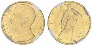 50 Lira Kingdom of Italy (1861-1946) Oro Vittorio Emanuele III (1869 - 1947)