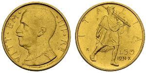 50 Lira Kingdom of Italy (1861-1946) Oro Vittorio Emanuele III (1869 - 1947)