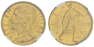 50 Lira Kingdom of Italy (1861-1946) Oro Vittorio Emanuele III (1869 - 1947)