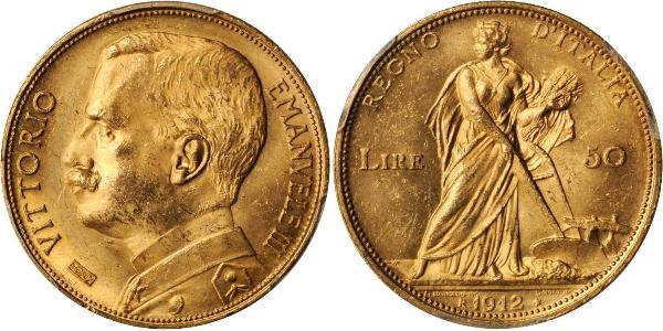 50 Lira Kingdom of Italy (1861-1946) Oro Vittorio Emanuele III (1869 - 1947)