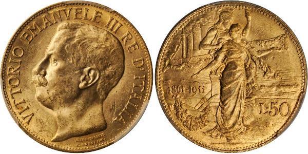 50 Lira Kingdom of Italy (1861-1946) Oro Vittorio Emanuele III (1869 - 1947)