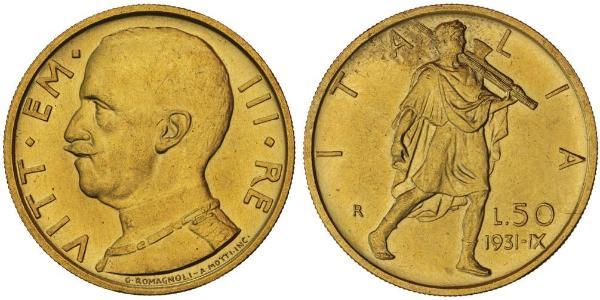 50 Lira Kingdom of Italy (1861-1946) Oro Vittorio Emanuele III (1869 - 1947)