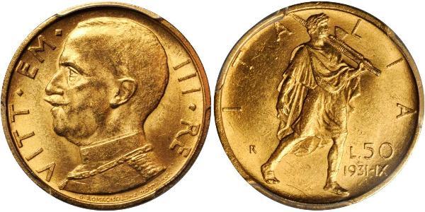 50 Lira Kingdom of Italy (1861-1946) Oro Vittorio Emanuele III (1869 - 1947)