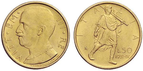 50 Lira Kingdom of Italy (1861-1946) Oro Vittorio Emanuele III (1869 - 1947)