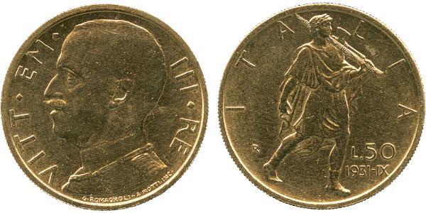 50 Lira Kingdom of Italy (1861-1946) Oro Vittorio Emanuele III (1869 - 1947)