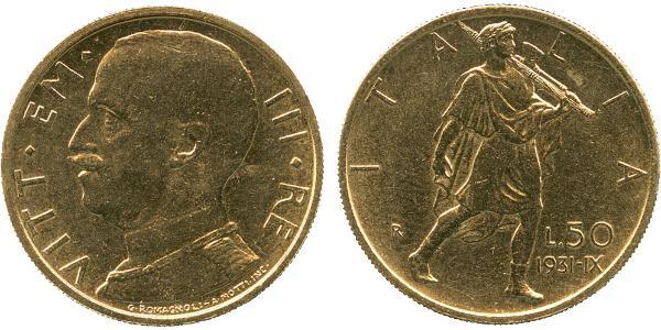 50 Lira Kingdom of Italy (1861-1946) Oro Vittorio Emanuele III (1869 - 1947)