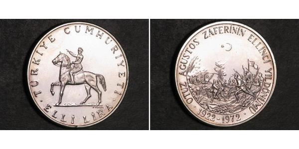 50 Lira Turquía (1923 - ) Plata 