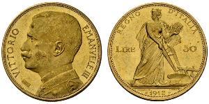 50 Lira 意大利王國 (1861-1946) 金 Vittorio Emanuele III (1869 - 1947)