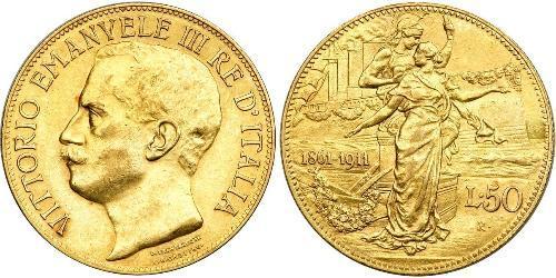 50 Lira 意大利王國 (1861-1946) 金 Vittorio Emanuele III (1869 - 1947)