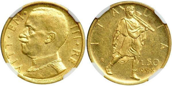 50 Lira 意大利王國 (1861-1946) 金 Vittorio Emanuele III (1869 - 1947)