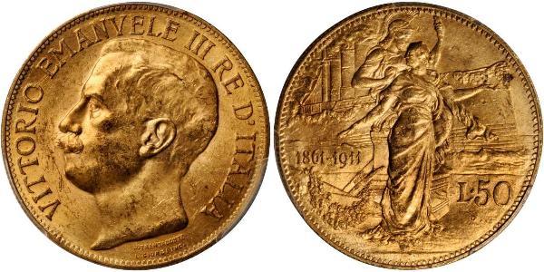 50 Lira 意大利王國 (1861-1946) 金 Vittorio Emanuele III (1869 - 1947)