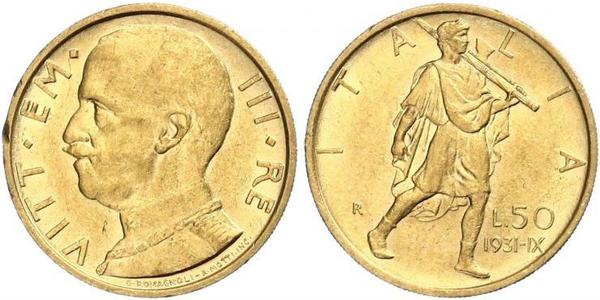 50 Lira 意大利王國 (1861-1946) 金 Vittorio Emanuele III (1869 - 1947)