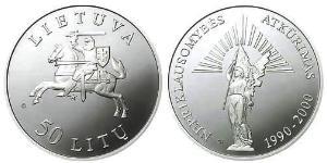 50 Litas Lituanie (1991 - ) Argent 