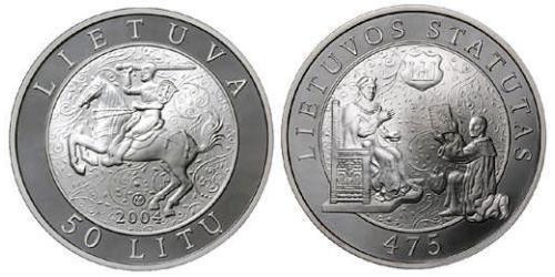 50 Litas Litauen (1991 - ) Silber 