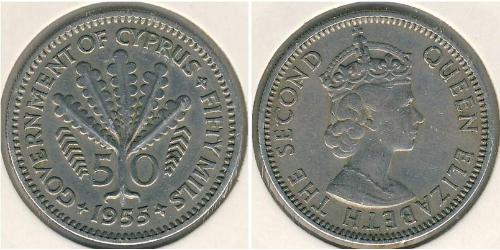 50 Mill British Cyprus (1914–1960) Copper/Nickel 