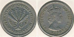 50 Mill British Cyprus (1878 - 1960) Cuivre/Nickel 