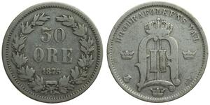 50 Ore Suède Argent Oscar II de Suède (1829-1907)