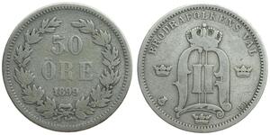 50 Ore Suède Argent Oscar II de Suède (1829-1907)