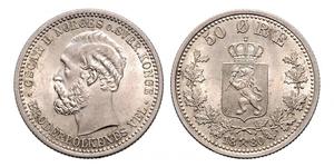 50 Ore United Kingdoms of Sweden and Norway (1814-1905) Argento Oscar II di Svezia (1829-1907)