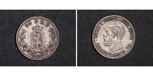 50 Ore United Kingdoms of Sweden and Norway (1814-1905) Argento Oscar II di Svezia (1829-1907)