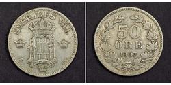 50 Ore Sweden Silver Oscar II of Sweden (1829-1907)