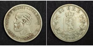 50 Ore United Kingdoms of Sweden and Norway (1814-1905) Silver Oscar II of Sweden (1829-1907)