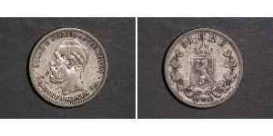 50 Ore United Kingdoms of Sweden and Norway (1814-1905) Silver Oscar II of Sweden (1829-1907)