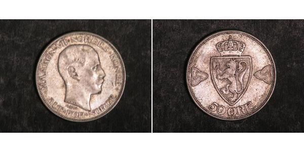 50 Ore 挪威 銀 哈康七世  (1872 - 1957)
