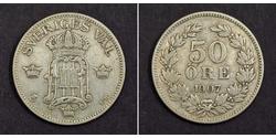 50 Ore 瑞典 銀 奧斯卡二世 (1829-1907)
