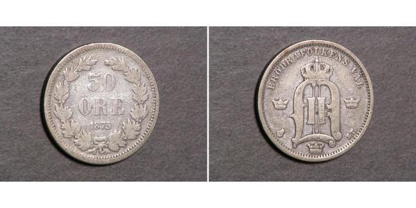 50 Ore 瑞典 銀 奧斯卡二世 (1829-1907)